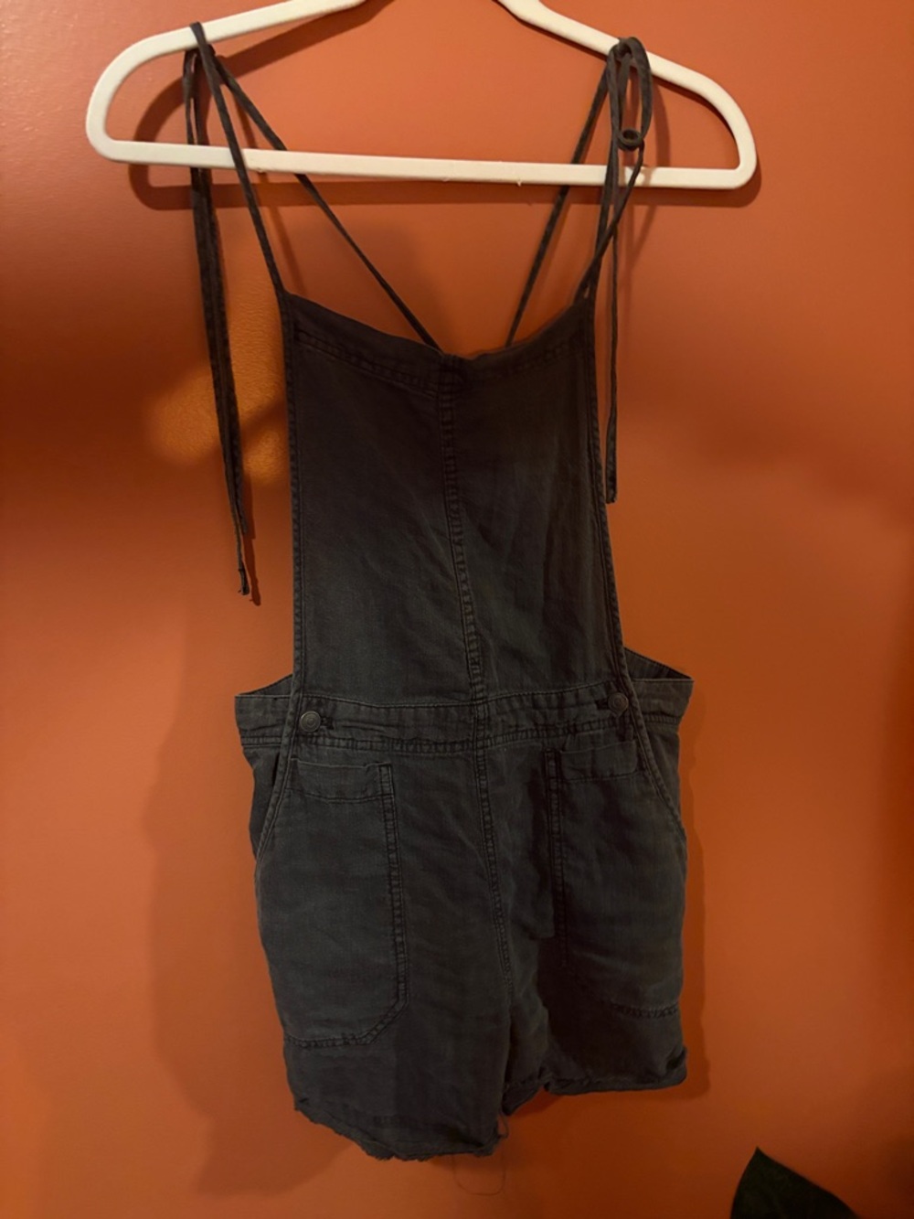 Free People Dark Gray Denim Short Overalls